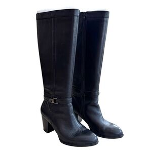 Gianni Bini Black Knee High Block Heel Boots Women’s 9.5M Leather Zip Side